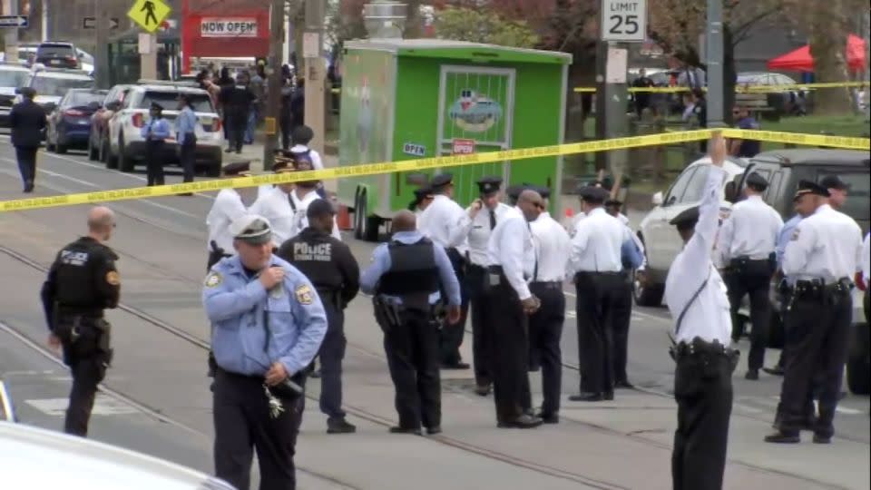 The scene of a shooting in Philadelphia on April 10, 2024. - WPVI