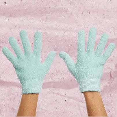 A pair of moisturizing gel-lined gloves