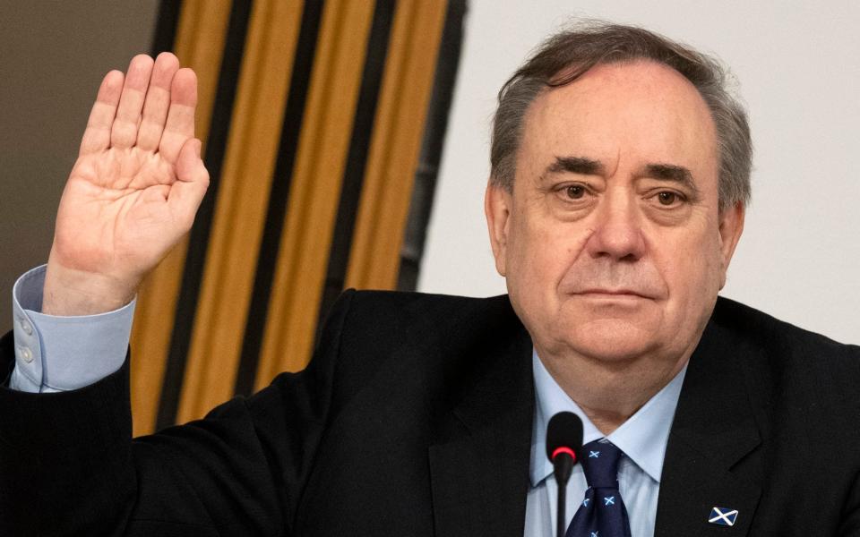 Alex Salmond giving evidence to the Holyrood inquiry on Friday - PA