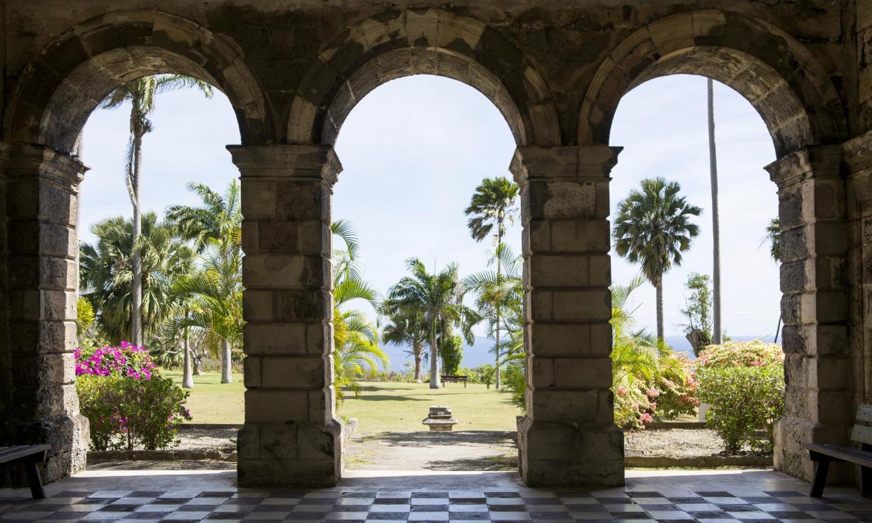 <span>A view from the classical portico of Codrington College, which was established on the sugar plantation formerly owned by the Church of England’s missionary arm.</span><span>Photograph: Ms Jane Campbell/Shutterstock</span>
