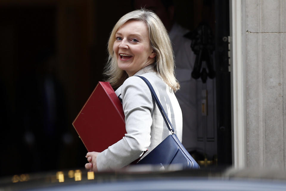 Britain's Environment Secretary Liz Truss arrives for a cabinet meeting at number 10 Downing Street, in central London, Britain July 12, 2016.             REUTERS/Peter Nicholls