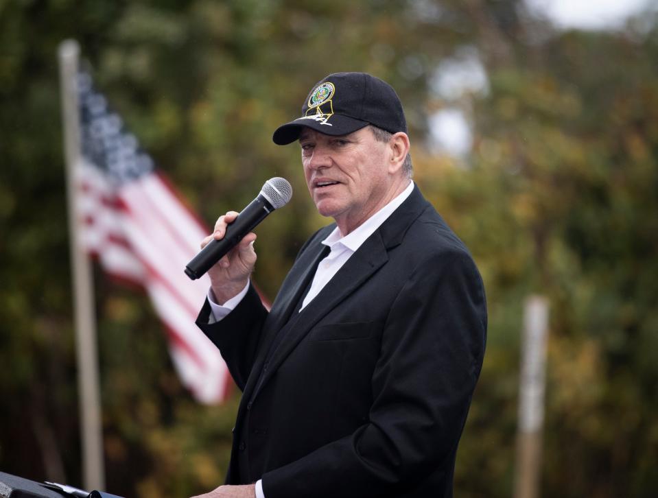 U.S. Rep. Neal Dunn was the featured speaker at the ceremony held after the parade. Panama City Beach paid tribute to members of the armed forces with a Veterans Day Parade through Pier Park and a ceremony at Aaron Bessant Park Thursday, November 11, 2021. 