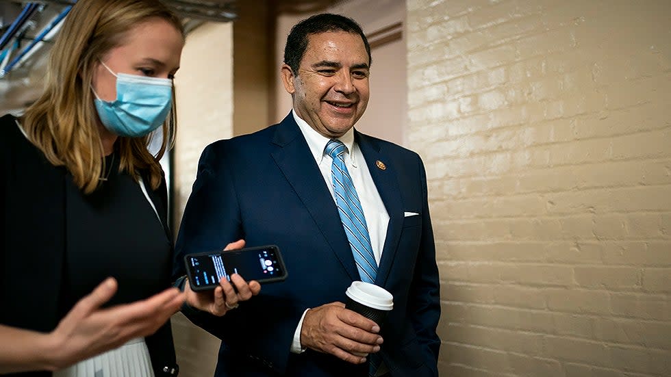 Rep. Henry Cuellar (D-Texas) speaks to reporters after a closed-door House Democratic caucus meeting on Tuesday, October 26, 2021.