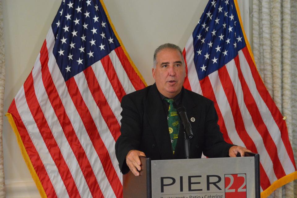 Sean Conley speaks during a Tiger Bay Club candidate forum on July 27. Conley is seeking election to the Manatee County School Board District 4 seat.