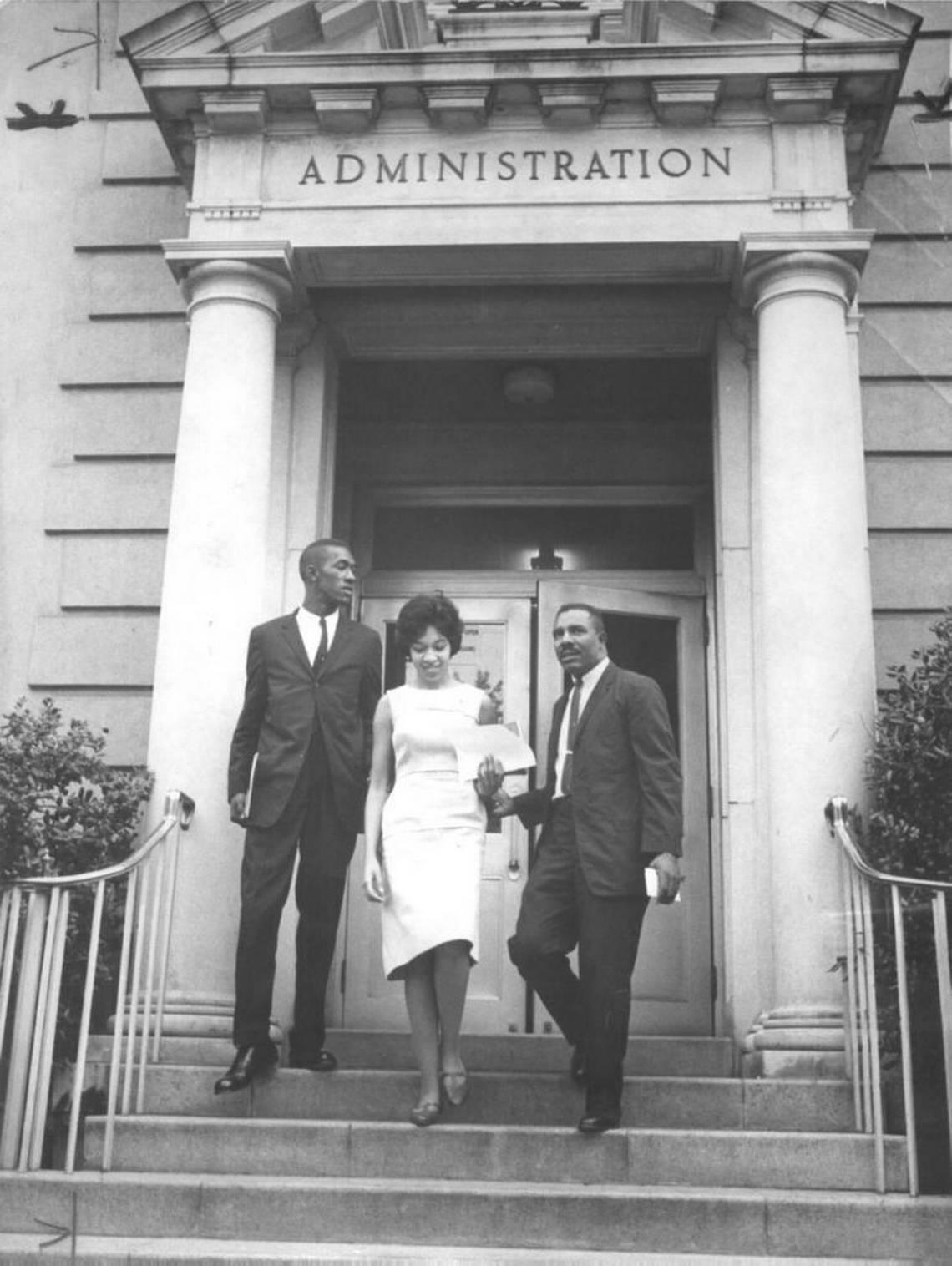 James Solomon Jr., Henrie Monteith Treadwell and Robert Anderson enroll at the Unversity of South Carolina in 1963 to become the first African-Americans to attend the school in 76 years.