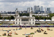 Mexico's Alberto Michan rides Rosalia La Silla during the equestrian individual jumping third qualifier in Greenwich Park at the London 2012 Olympic Games August 6, 2012. REUTERS/Mike Hutchings (BRITAIN - Tags: SPORT EQUESTRIANISM OLYMPICS) 