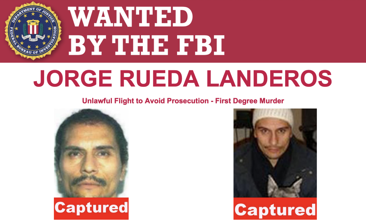 Jorge Rueda Landeros aparece como capturado en la lista de los mas buscados por la FBI. (Imagen Prensa FBI)