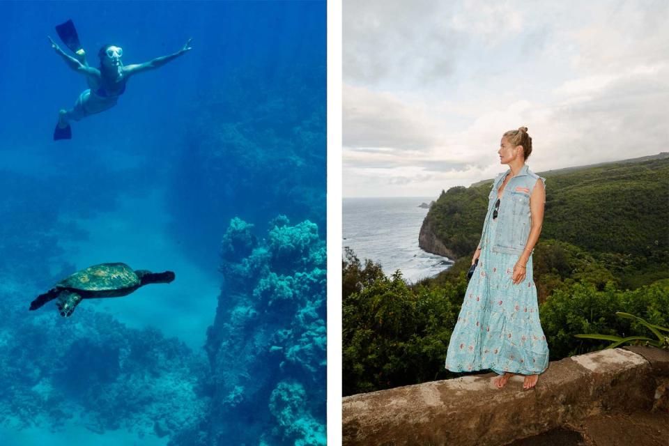 Carolyn Murphy in Hawaii, on water and in Mother Denim