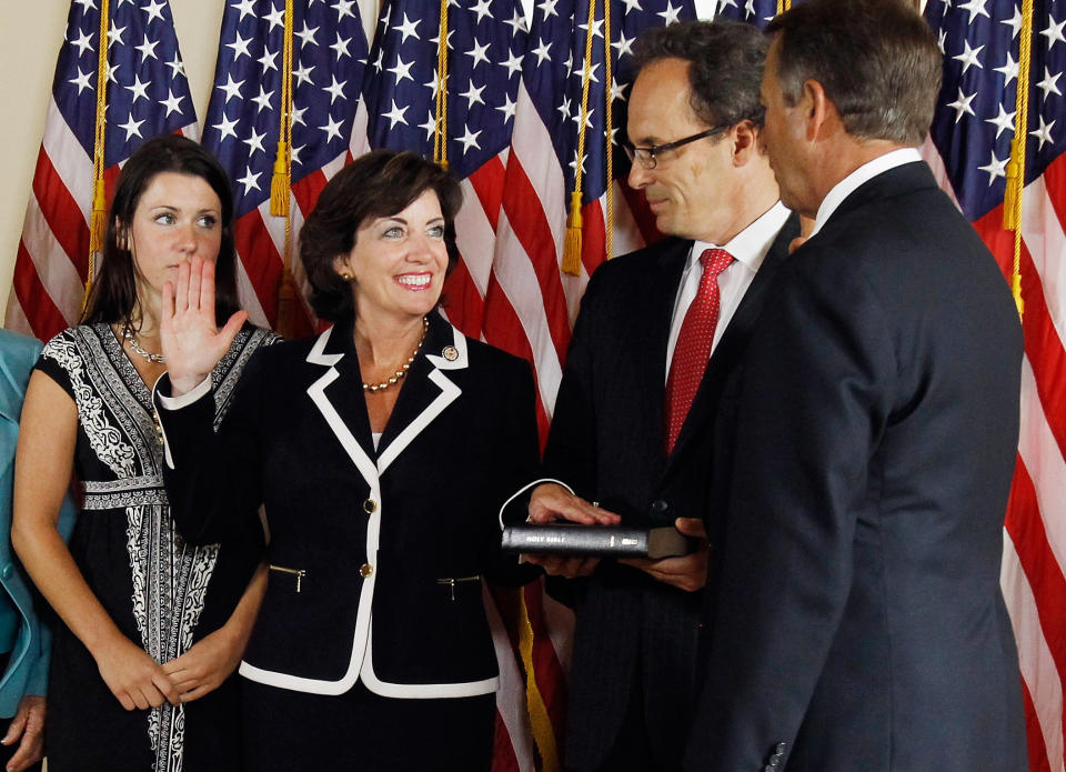 Kathy Hochul, second from left