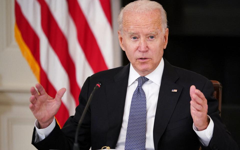 President Biden speaks during a meeting with Cuban-American leaders in the State Dining Room of the White House in Washington D.C. on 2 August 2021 - Mandel Ngan/AP