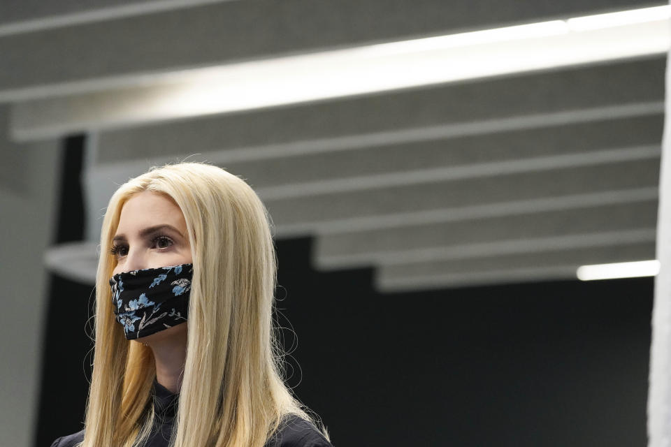 Ivanka Trump takes a tour at the Georgia Center for Child Advocacy on Monday, Sept. 21, 2020, in Atlanta. (AP Photo/Brynn Anderson)