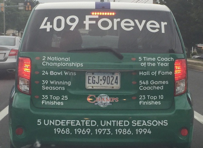 Joe Paterno's 409 wins at Penn State are still a source of pride. (Yahoo Sports)