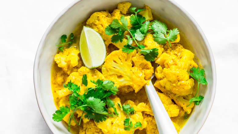 cauliflower seasoned with curry lime and cilantro