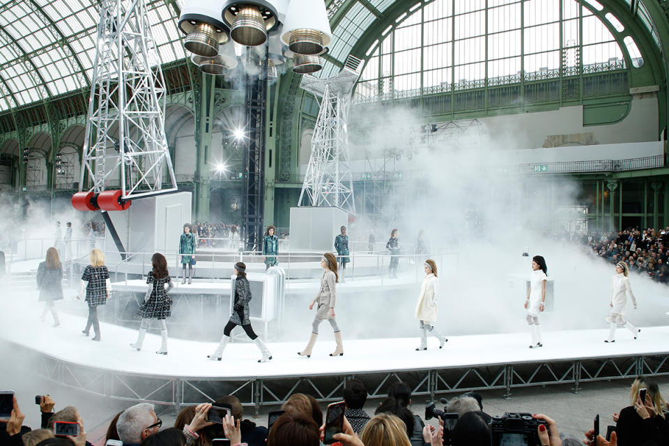 A Rocket takes off as Models walk the runway at the end of the Chanel show as part of the Paris Fashion Week Womenswear Fall/Winter 2017/2018 on March 7, 2017 in Paris, France. (Photo: Getty Images)