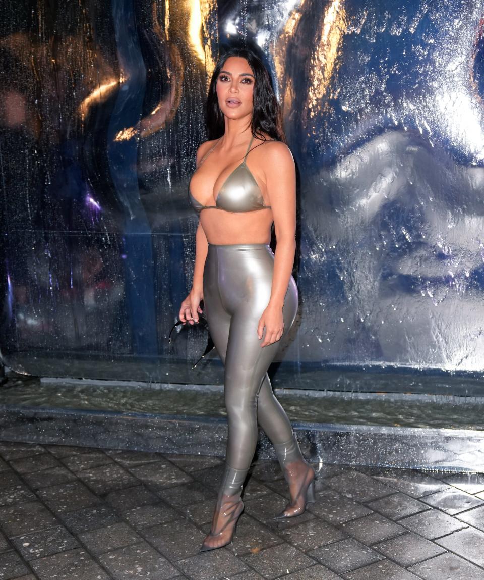 Kim Kardashian at the SKIMS Swim Miami pop-up shop in March.