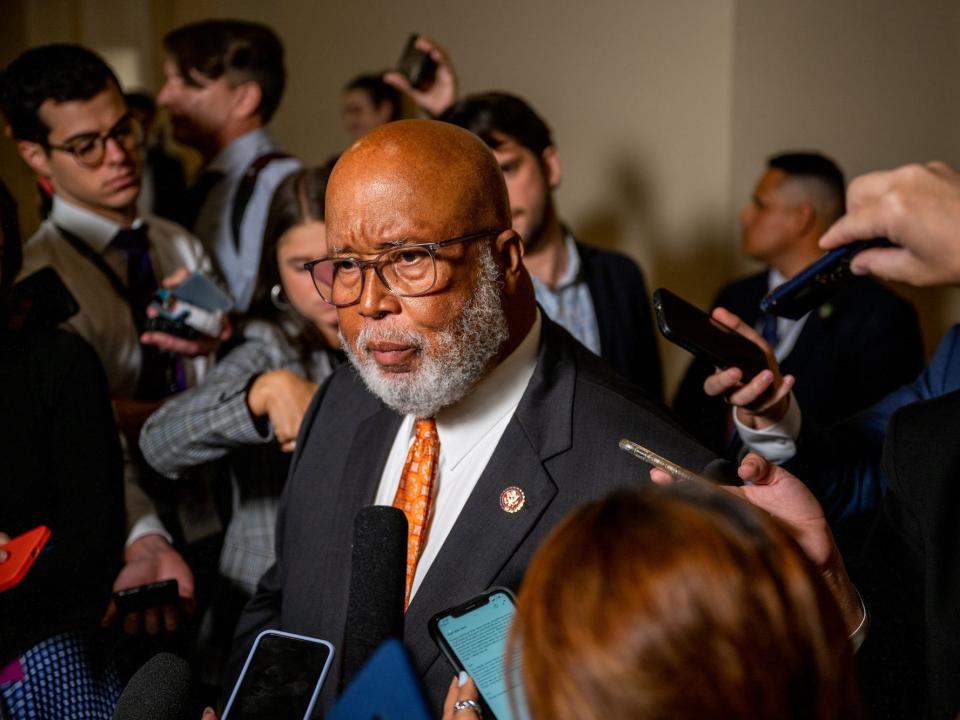 January 6 committee chair Rep. Bennie Thompson of Mississippi speaks to reporters following the committee’s fifth hearing on June 23, 2022.