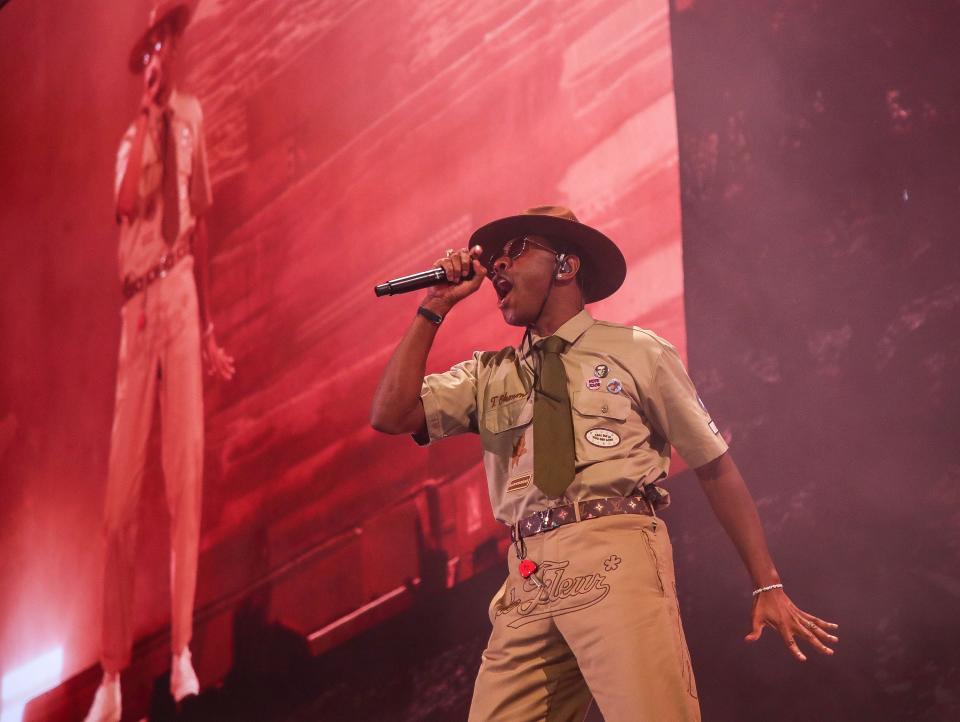 Tyler, the Creator performs during the second weekend of the Coachella Valley Music and Arts Festival in Indio, Calif., April 20, 2024.