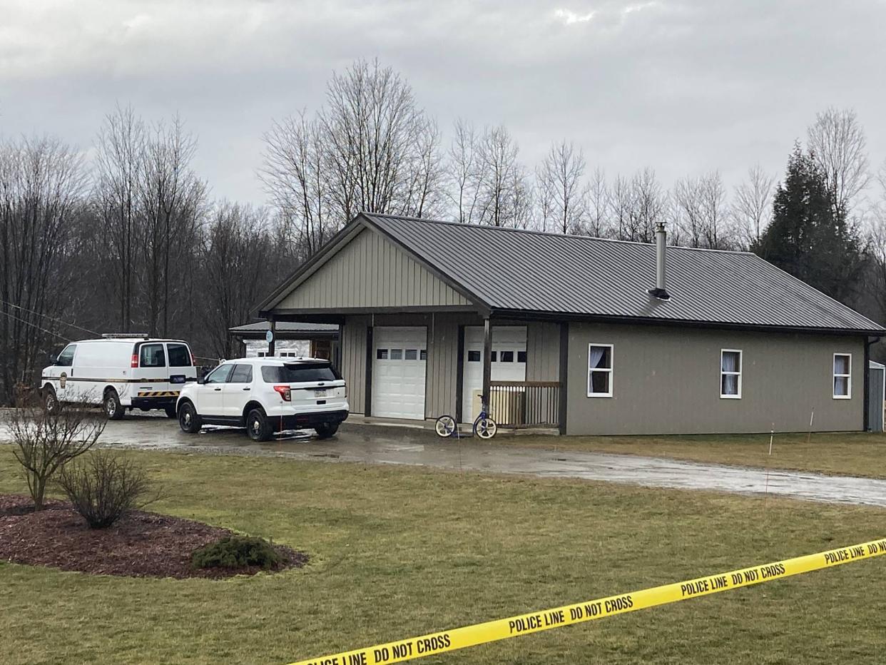 Pennsylvania State Police troopers searched a residence on Fish Flats Road in Sparta Township, Crawford County, on Tuesday in their investigation into the suspected homicide of a 23-year-old Amish woman.