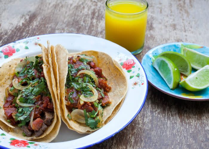 <p>Meat lovers, this one’s for you! Tacos campechanos are made with a combination of several types of meat—often sliced beef, pork sausage, and chicarrón (pork rinds). It’s spicy, crunchy, and layered with flavor.</p><p><strong>Get the recipe at <a href="https://hispanickitchen.com/recipes/tacos-campechanos-carne-asada/" rel="nofollow noopener" target="_blank" data-ylk="slk:Hispanic Kitchen;elm:context_link;itc:0;sec:content-canvas" class="link ">Hispanic Kitchen</a>.</strong></p><p><strong><a class="link " href="https://go.redirectingat.com?id=74968X1596630&url=https%3A%2F%2Fwww.walmart.com%2Fsearch%2F%3Fquery%3Dmixing%2Bbowls&sref=https%3A%2F%2Fwww.thepioneerwoman.com%2Ffood-cooking%2Fmeals-menus%2Fg36008054%2Ftypes-of-tacos%2F" rel="nofollow noopener" target="_blank" data-ylk="slk:SHOP MIXING BOWLS;elm:context_link;itc:0;sec:content-canvas">SHOP MIXING BOWLS</a><br></strong></p>