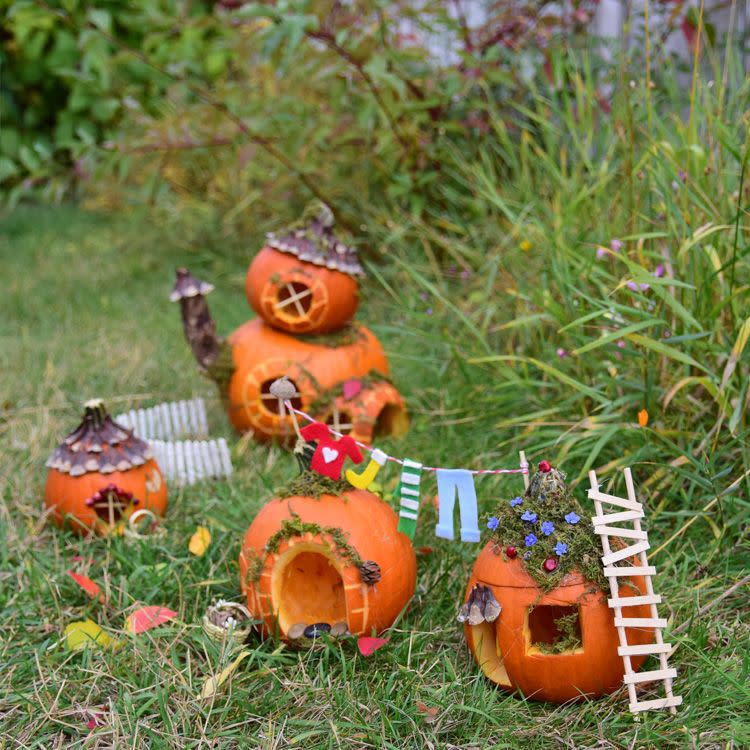 pumpkin fairy garden village