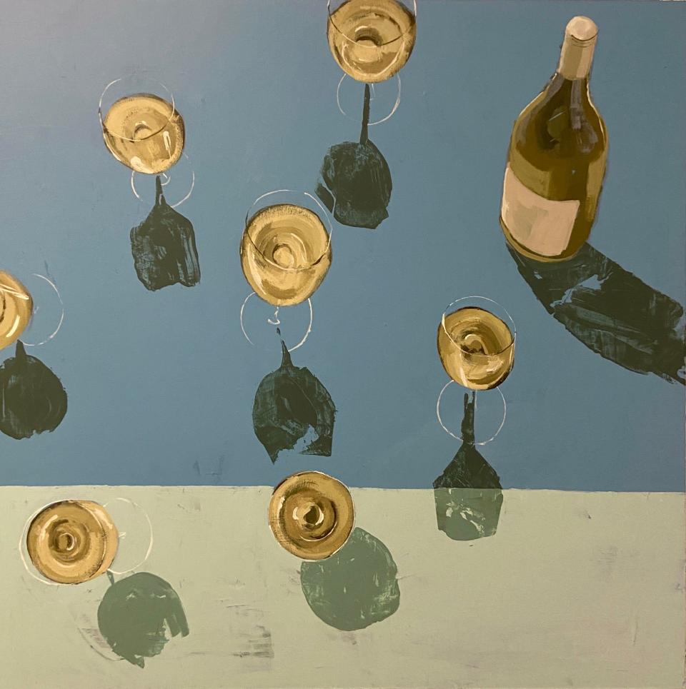 12) "White Wine Night" on 24x24 Acrylic on Wood Panel