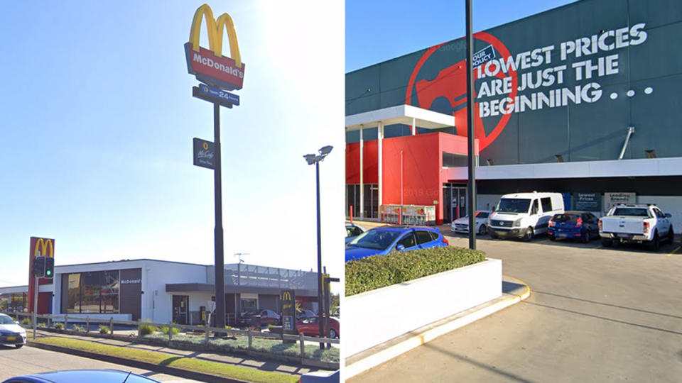 McDonalds in Punchbowl and Bunnings Warehouse in Alexandria are among the new exposure sites. Source: Google Maps