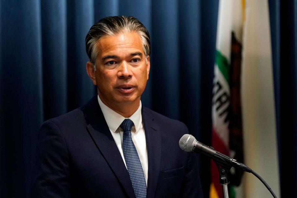 PHOTO: California Attorney General Rob Bonta fields questions during a news conference, Aug. 28, 2023, in Los Angeles. (Marcio Jose Sanchez/AP)