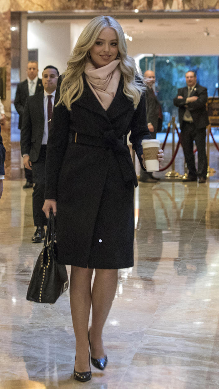 Tiffany Trump wore a jacket from the Ivanka Trump clothing line on January 19, 2017 in New York. (Photo: Sipa)