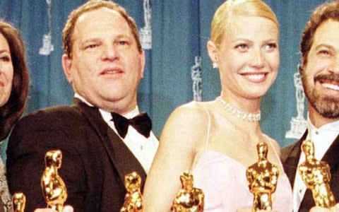 Harvey Weinstein and Gwyneth Paltrow at the 1999 Academy Awards - Credit: Peter Jordan/PA Wire