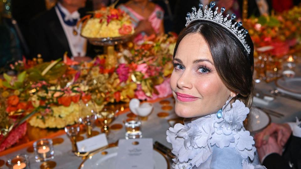 Princess Sofia wearing topaz toppers on tiara