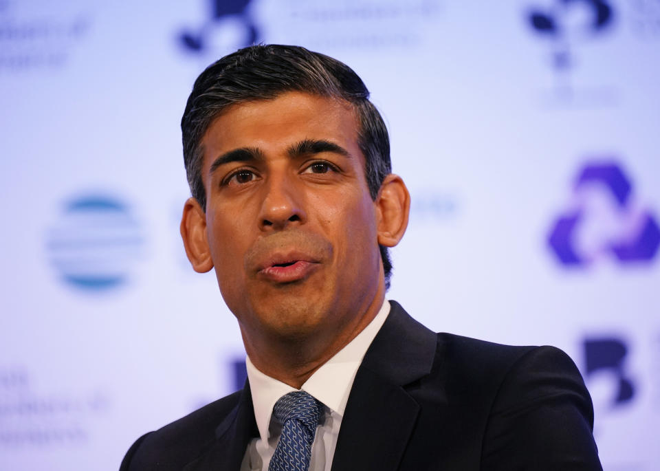 Chancellor Rishi Sunak in conversation with Shevaun Haviland, Director General British Chambers of Commerce, during the British Chambers Commerce Annual Global conference at the QEII Centre, London. Picture date: Thursday June 30, 2022. (Photo by Yui Mok/PA Images via Getty Images)