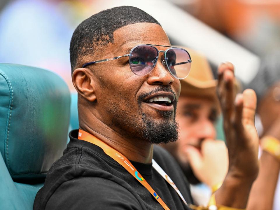 Jamie Foxx at the 2023 Miami Open at Hard Rock Stadium in Miami Gardens, Florida, on March 30, 2023