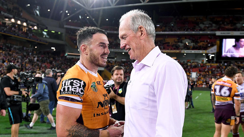 Darius Boyd and Wayne Bennett during their time together at the Brisbane Broncos. 