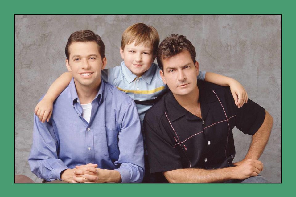 <p>E.J. Camp/CBS Photo Archive/Getty</p> Jon Cryer,  Angus T. Jones, and Charlie Sheen on 