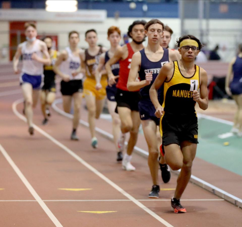 John Fonatenez of Nanuet won the 3,200-meter boys title at the Rockland County Track and Field Championships at the New Balance Armory in Manhattan Jan. 23, 2022.