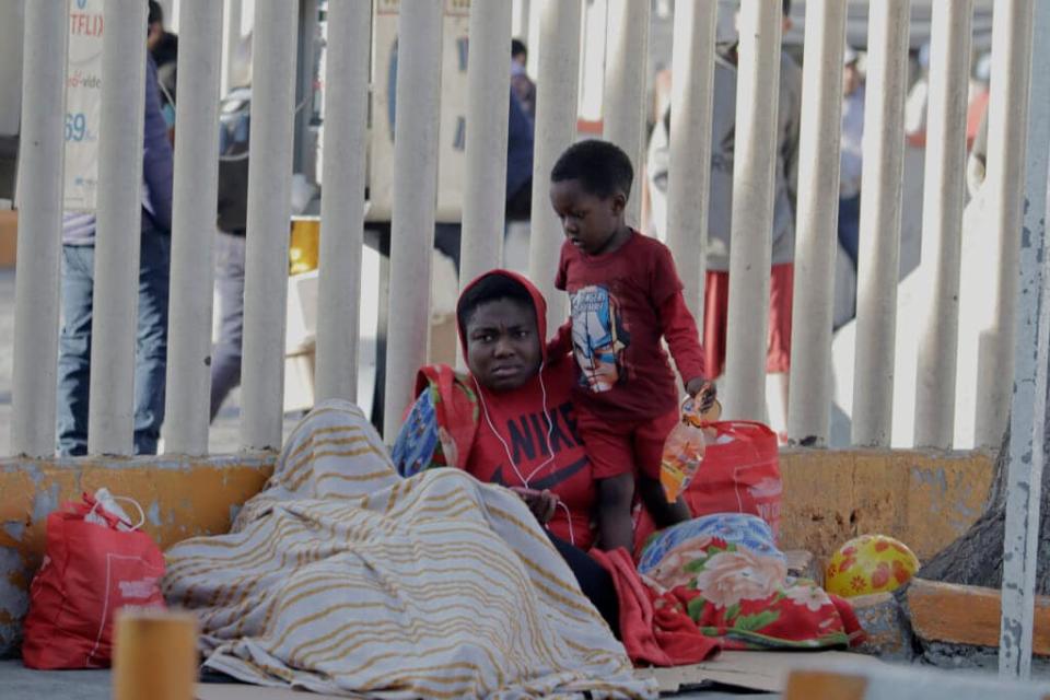 Haitian migrants outside the Central de Autobuses del Norte in Mexico City, who plan to go to various refugee support offices in the capital to try to carry out a procedure that will allow them to stay longer in Mexico in view of the difficulties their compatriots are having to enter the United States. (Photo by Gerardo Vieyra/NurPhoto via Getty Images)