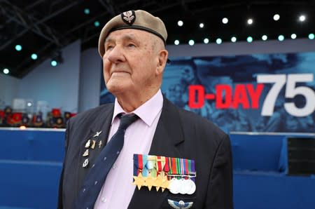 Veteran Bertie Billet attends the D-Day 75 National Commemorative event in Portsmouth, Britain