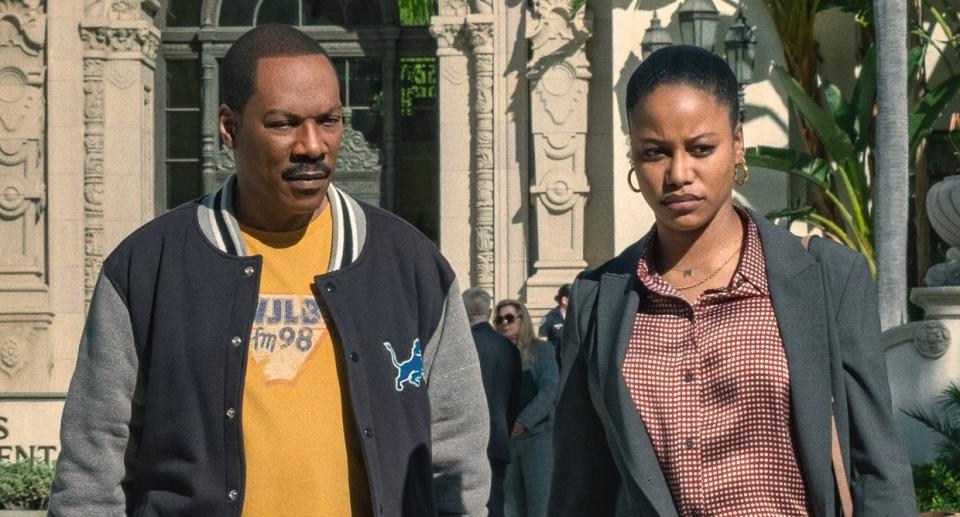 'BEVERLY HILLS COP: AXEL F,' from left: Eddie Murphy, Taylour Paige, 2024.  ph: Melinda Sue Gordon /© Netflix / Courtesy Everett Collection