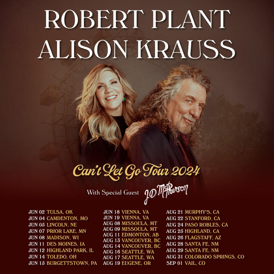 Robert Plant and Alison Krauss 2024 tour poster