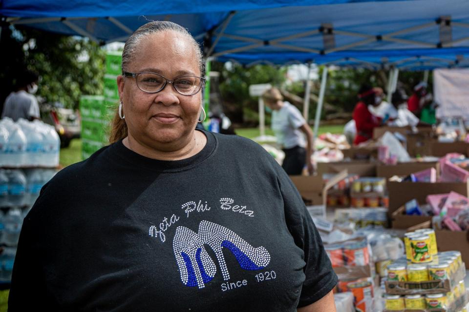 Tammy Jackson Moore, a community organizer and leader and founder of Guardians of the Glades, at New Birth Deliverance Church in Belle Glade, Florida, Friday, August 21, 2020. Moore’s organization was distributing food to those in need in the community.