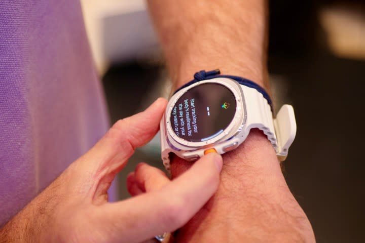 A person using the Samsung Galaxy Watch Ultra.