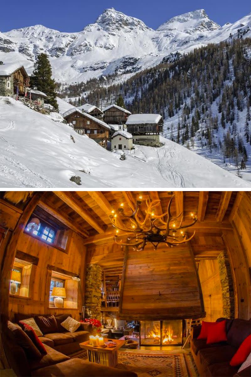 <p>This traditional farmhouse sits in a tiny mountain-top village just a skip, hop and ski jump away from the Monterosa ski area. Here you can find 180km of piste skiing, plus some excellent off-piste runs. And, the village of Champoluc is just a 5-minute-walk down-slope, where you can find some much-needed post-skiing quality food and drink.</p><p><strong>6 bedrooms (sleeps 14), 7 nights stay with catering (6 nights), from €635pp.</strong></p><p><strong><a rel="nofollow noopener" href="https://www.allchalets.com/holiday-rentals/10894-chalet-in-champoluc-italy" target="_blank" data-ylk="slk:FIND OUT MORE;elm:context_link;itc:0;sec:content-canvas" class="link ">FIND OUT MORE</a><br></strong></p>