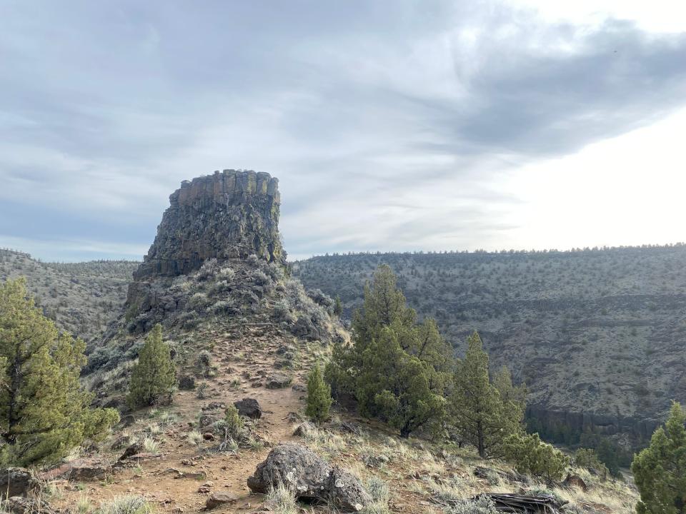 A southwest-facing view of the Chimney Rock.