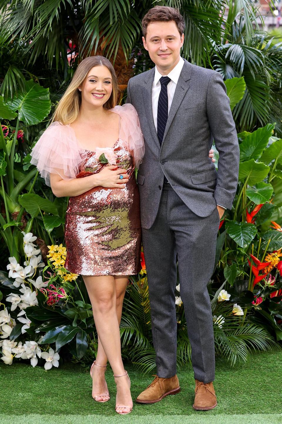 Billie Lourd and Austin Rydell attend the World Premiere of "Ticket to Paradise" at Odeon Luxe Leicester Square on September 07, 2022 in London, England.