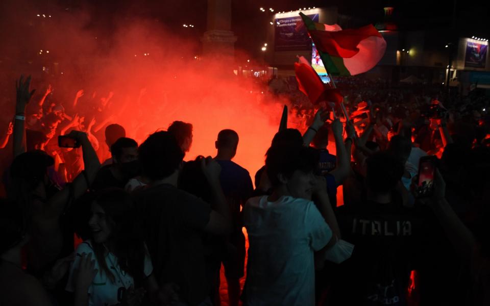 Italy fans set off flares and smoke bombs  - GETTY IMAGES