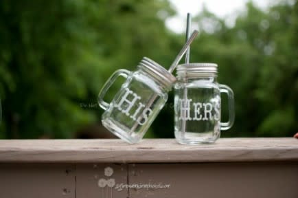 Etched Handled Mason Jar To-Go Cups