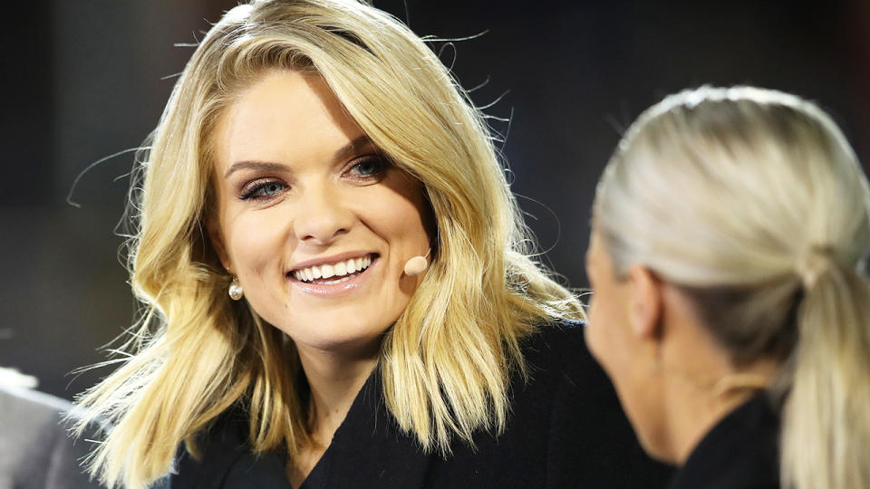 Erin Molan, pictured here before the Women's State of Origin game in 2019.