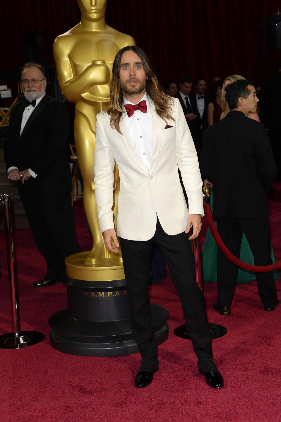 Jared Leto arrives at the Oscars on Sunday, March 2, 2014, at the Dolby Theatre in Los Angeles. (Photo by Dan Steinberg/Invision/AP)