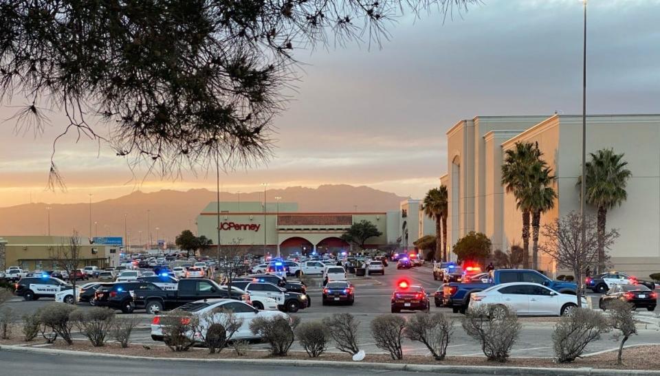 El Paso police respond to a report of a shooting at the food court at Cielo Vista Mall on Wednesday, Feb. 15, 2023.