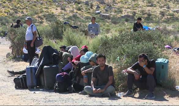 Migrants waiting to be picked up by Border Patrol agents east of Jacumba, Calif. (Salvador Rivera/Border Report)